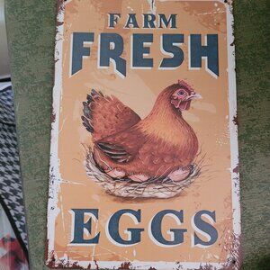 Collectors collection tin sign chicken farm fresh eggs country farmhouse decor